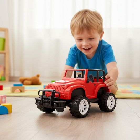 Friction Lumo Thar Jeep Toy for Kids β No Battery Required Off-Road Jeep Toy, Big Wheel Adventure Car (23 cm, Red) | Durable & Safe Kids Toy