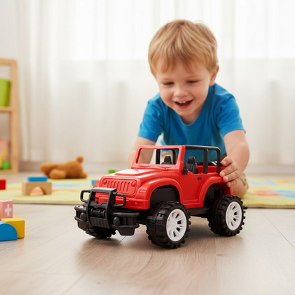 Friction Lumo Thar Jeep Toy for Kids – No Battery Required Off-Road Jeep Toy, Big Wheel Adventure Car (23 cm, Red) | Durable & Safe Kids Toy