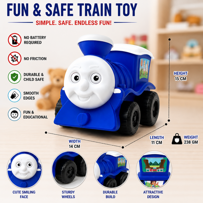 Kids Train Toy – No Battery, No Friction Push Toy Train for Kids, Cute Cartoon Engine Toy (11 cm) | Safe & Durable Learning Toy