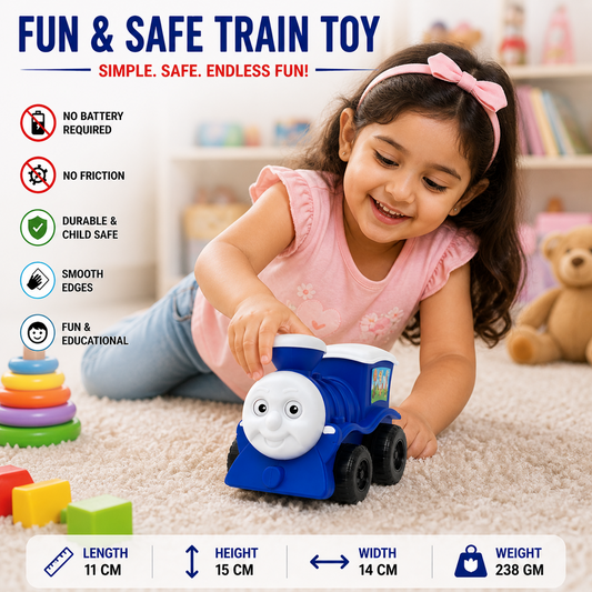 Kids Train Toy – No Battery, No Friction Push Toy Train for Kids, Cute Cartoon Engine Toy (11 cm) | Safe & Durable Learning Toy