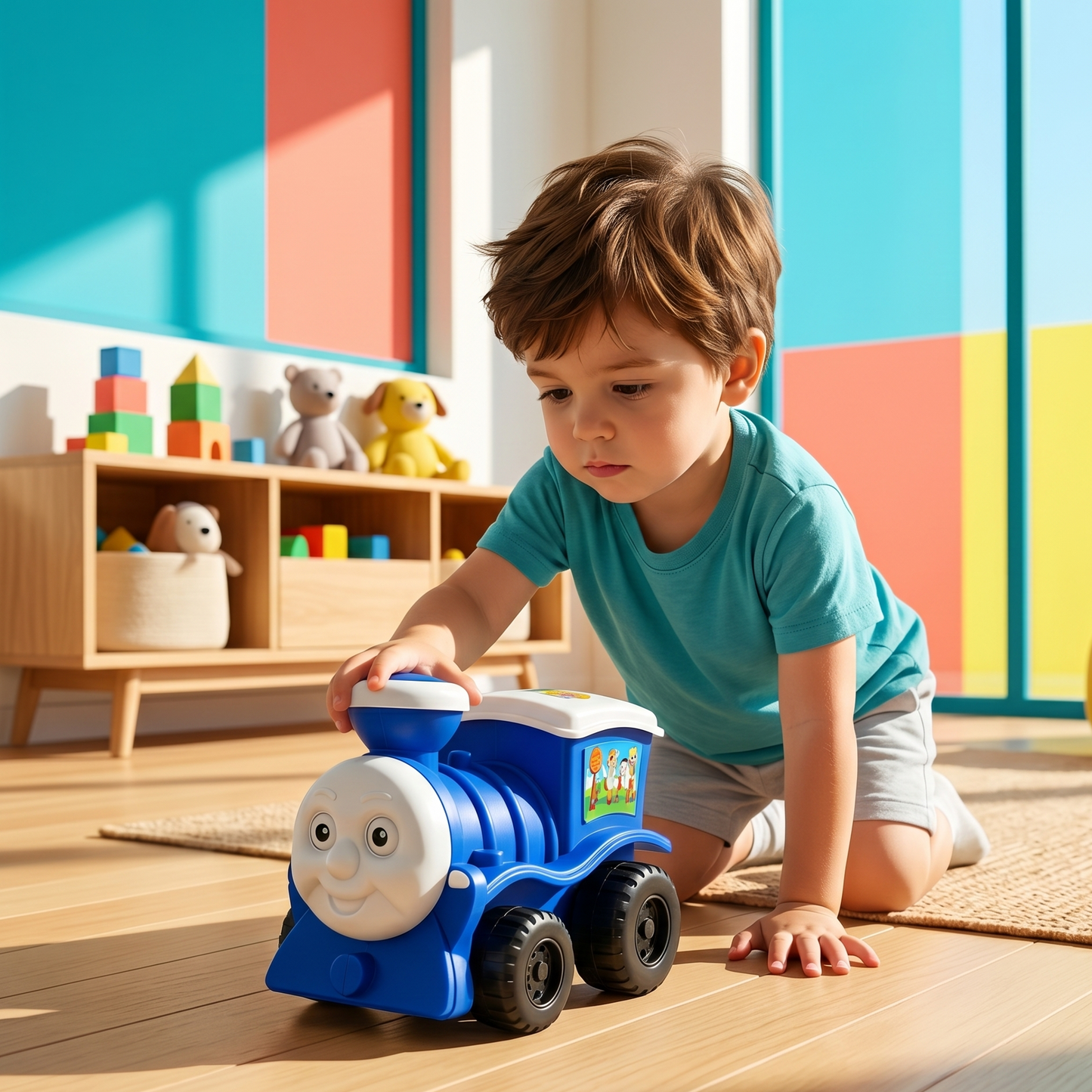 Kids Train Toy – No Battery, No Friction Push Toy Train for Kids, Cute Cartoon Engine Toy (11 cm) | Safe & Durable Learning Toy