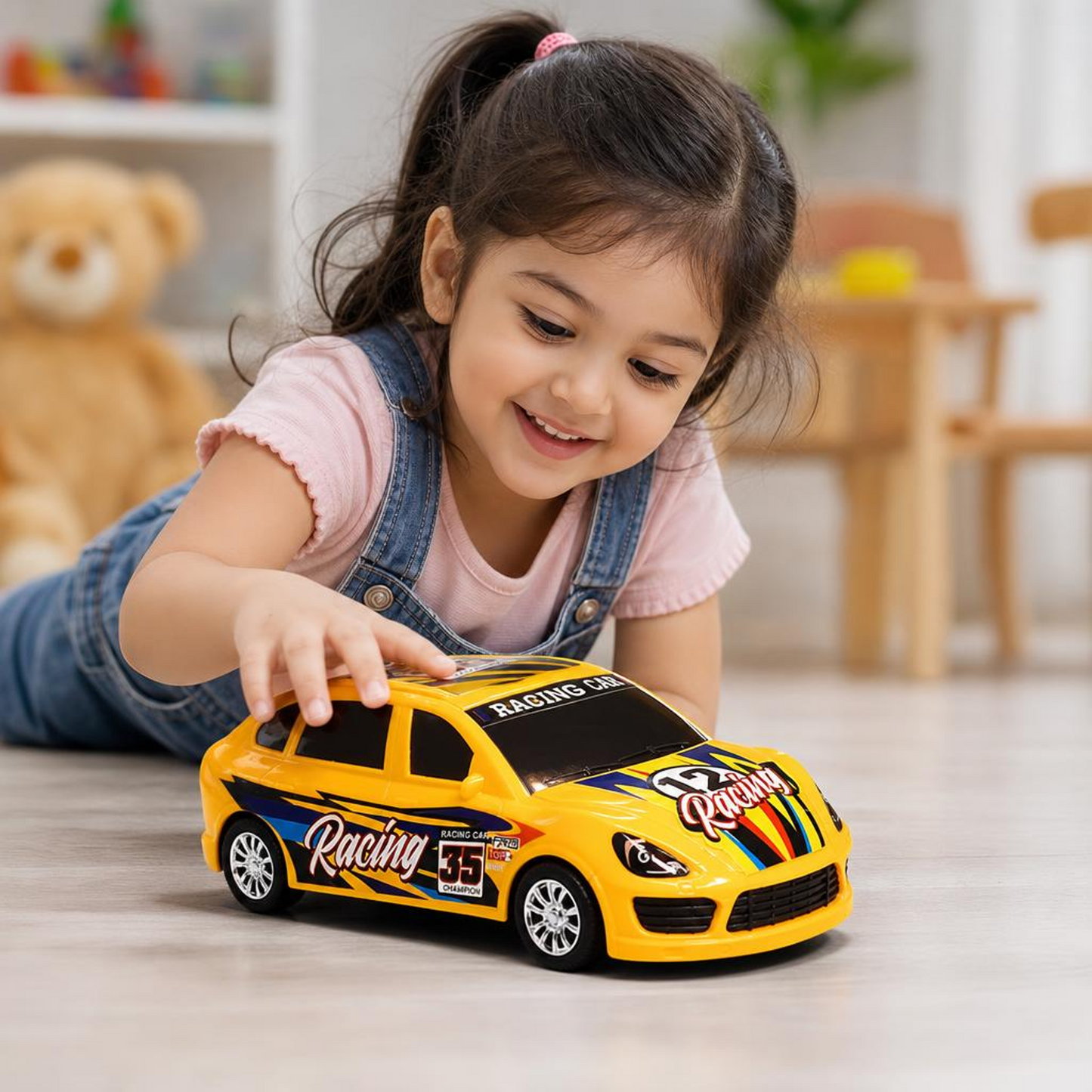 Friction Racing Car Toy for Kids – No Battery, Push & Go Car, Durable & Safe Toy Vehicle (28 cm)