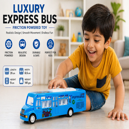 Luxury Express Lumo Bus Toy – Friction Powered Kids Bus (Realistic & Durable)