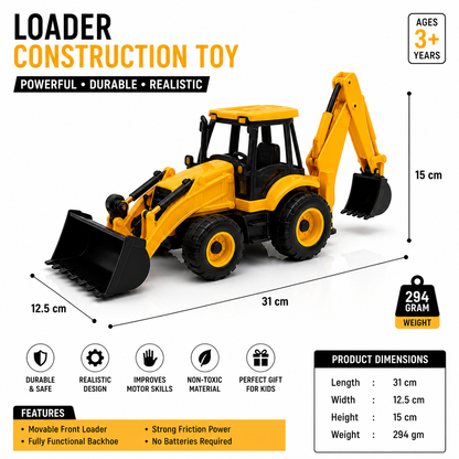 Loader Construction Toy for Kids – 31cm Big Size Friction Powered Bulldozer | No Battery | Heavy Duty Toy Truck