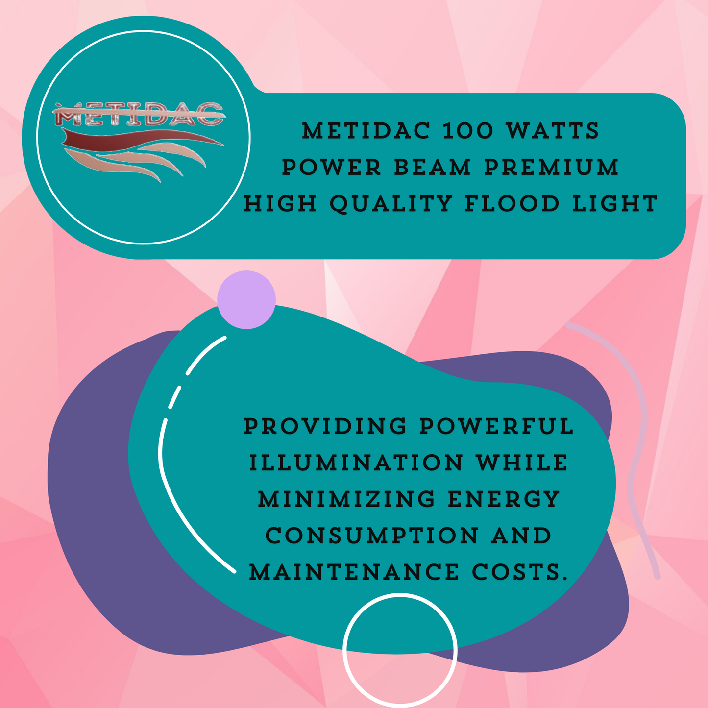 Metidac 100W Flood Light | Aluminium Die-Cast Body | IP66 Water Proof | Premium Quality