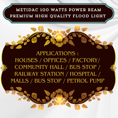 Metidac 100W Flood Light | Aluminium Die-Cast Body | IP66 Water Proof | Premium Quality