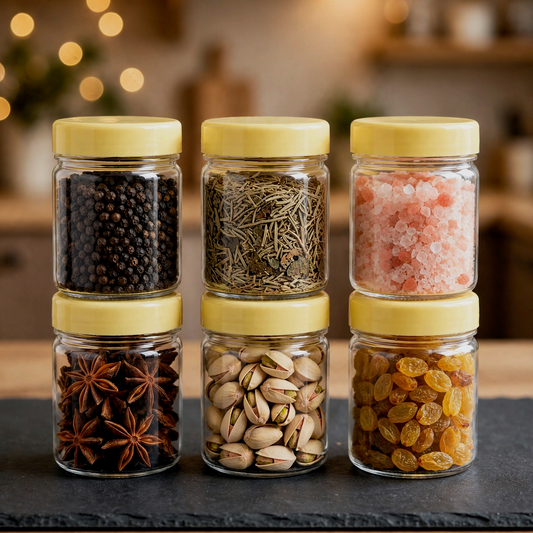 METIDAC 100 ml Transparent Plastic Storage Container Set of 6 | Airtight Leak Resistant Lids