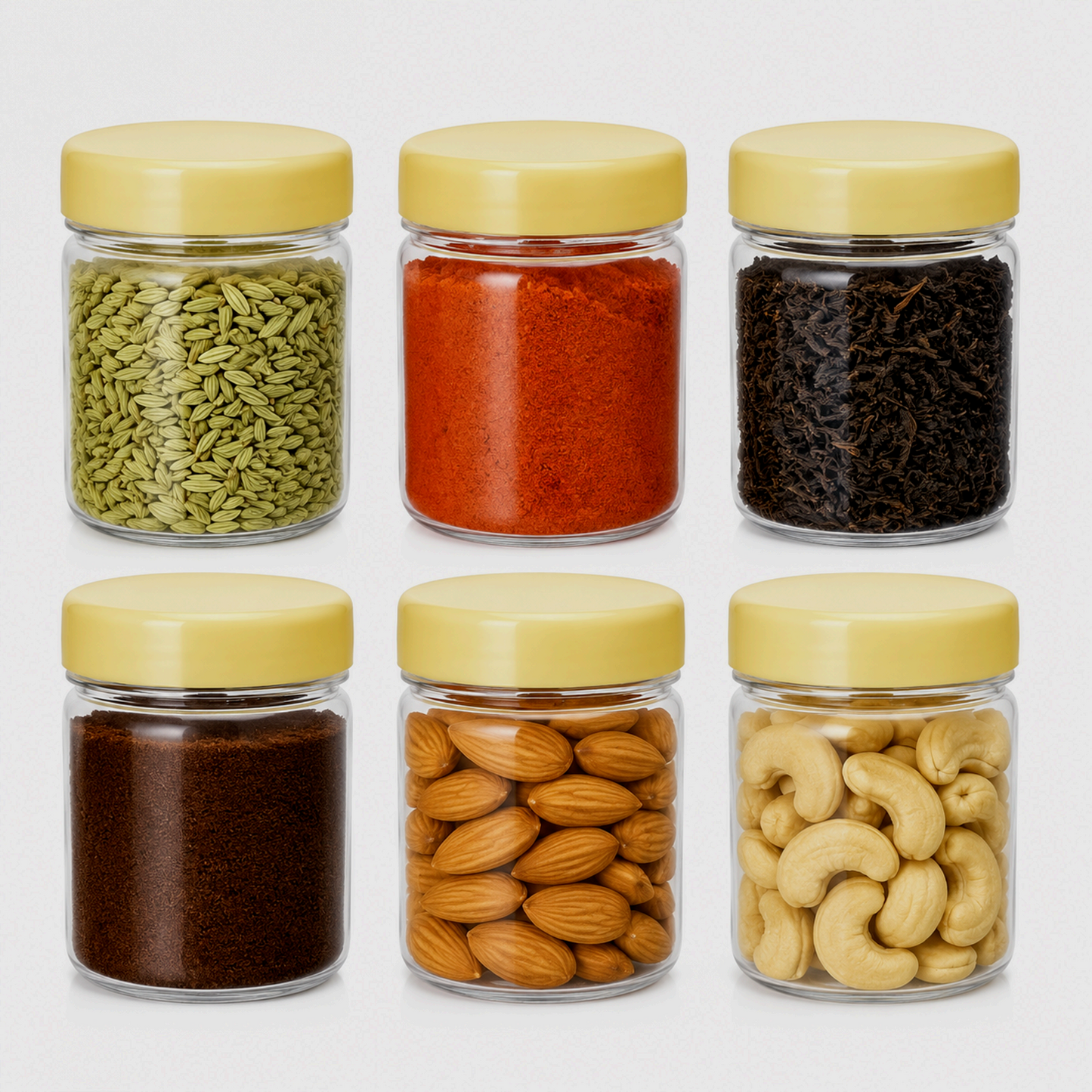 METIDAC 100 ml Transparent Plastic Storage Container Set of 6 | Airtight Leak Resistant Lids