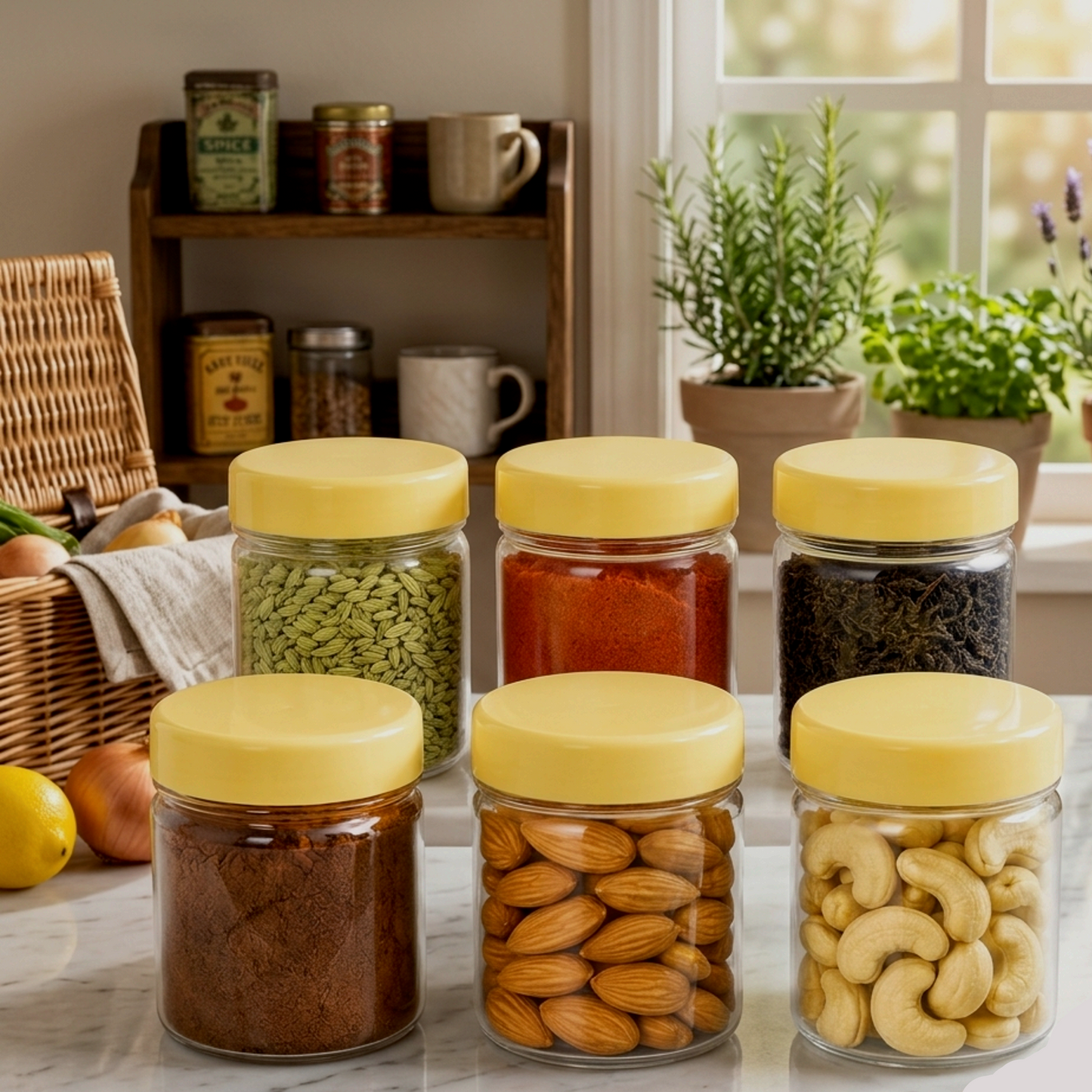 METIDAC 100 ml Transparent Plastic Storage Container Set of 6 | Airtight Leak Resistant Lids