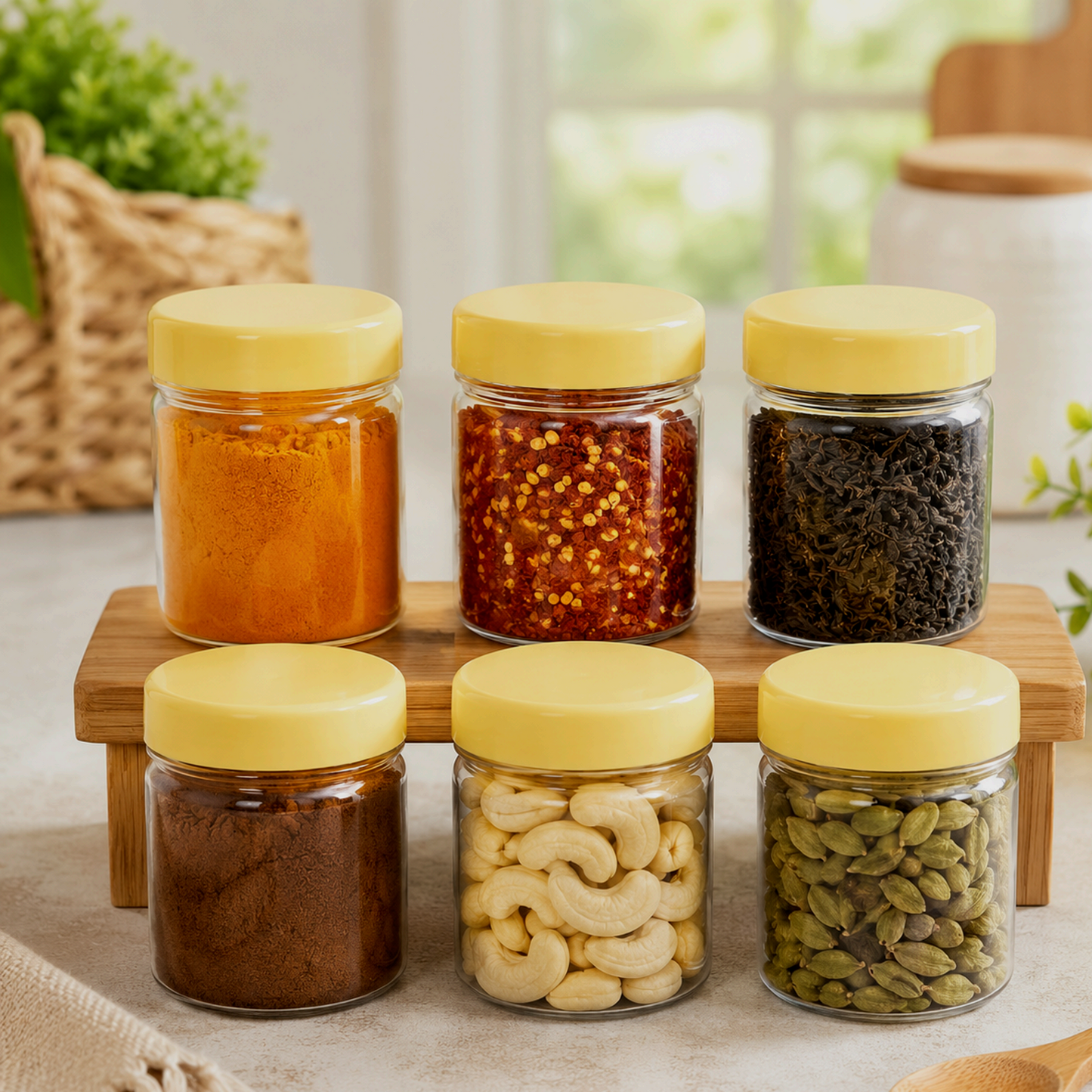 METIDAC 100 ml Transparent Plastic Storage Container Set of 6 | Airtight Leak Resistant Lids