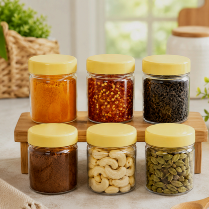 METIDAC 100 ml Transparent Plastic Storage Container Set of 6 | Airtight Leak Resistant Lids
