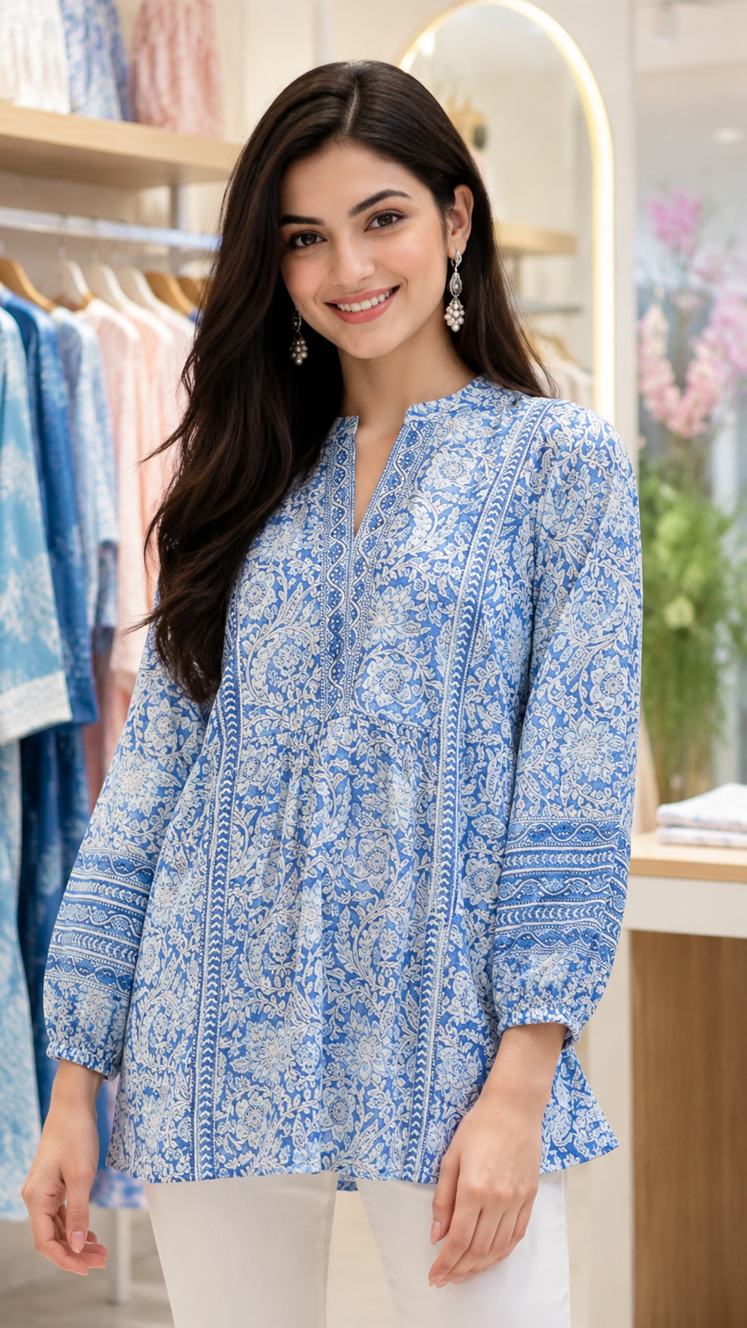 Women's Floral Printed Cotton Regular Fit Top