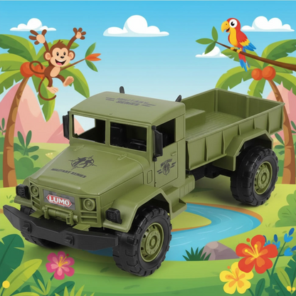 Lumo Military Open Truck Toy (33.5 cm) | Big Size Army Truck | Friction Powered | Durable Kids Toy Vehicle