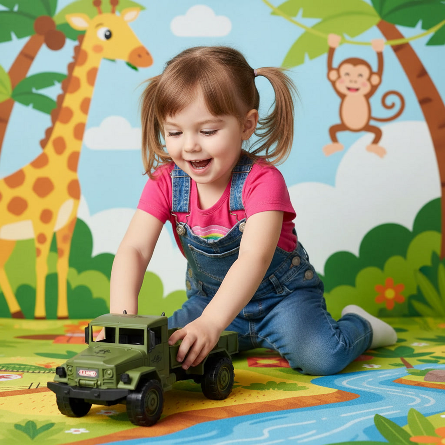 Lumo Military Open Truck Toy (33.5 cm) | Big Size Army Truck | Friction Powered | Durable Kids Toy Vehicle
